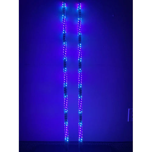 3' LED Whip Twisted Silver Pair