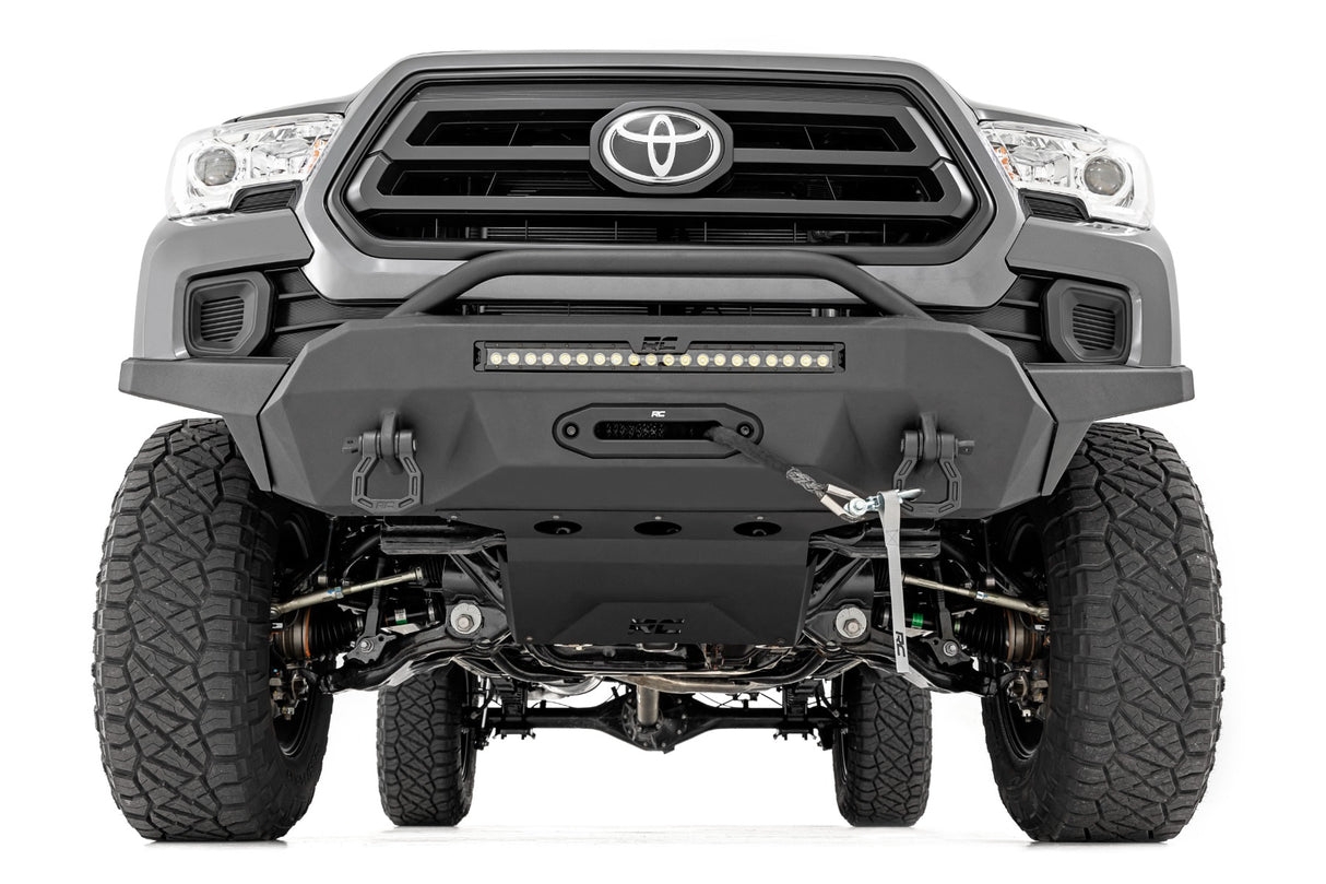 Front Bumper High Clearance 12000 Lb Pro Series Winch Synthetic Rope 16-22 Toyota Tacoma Rough Country