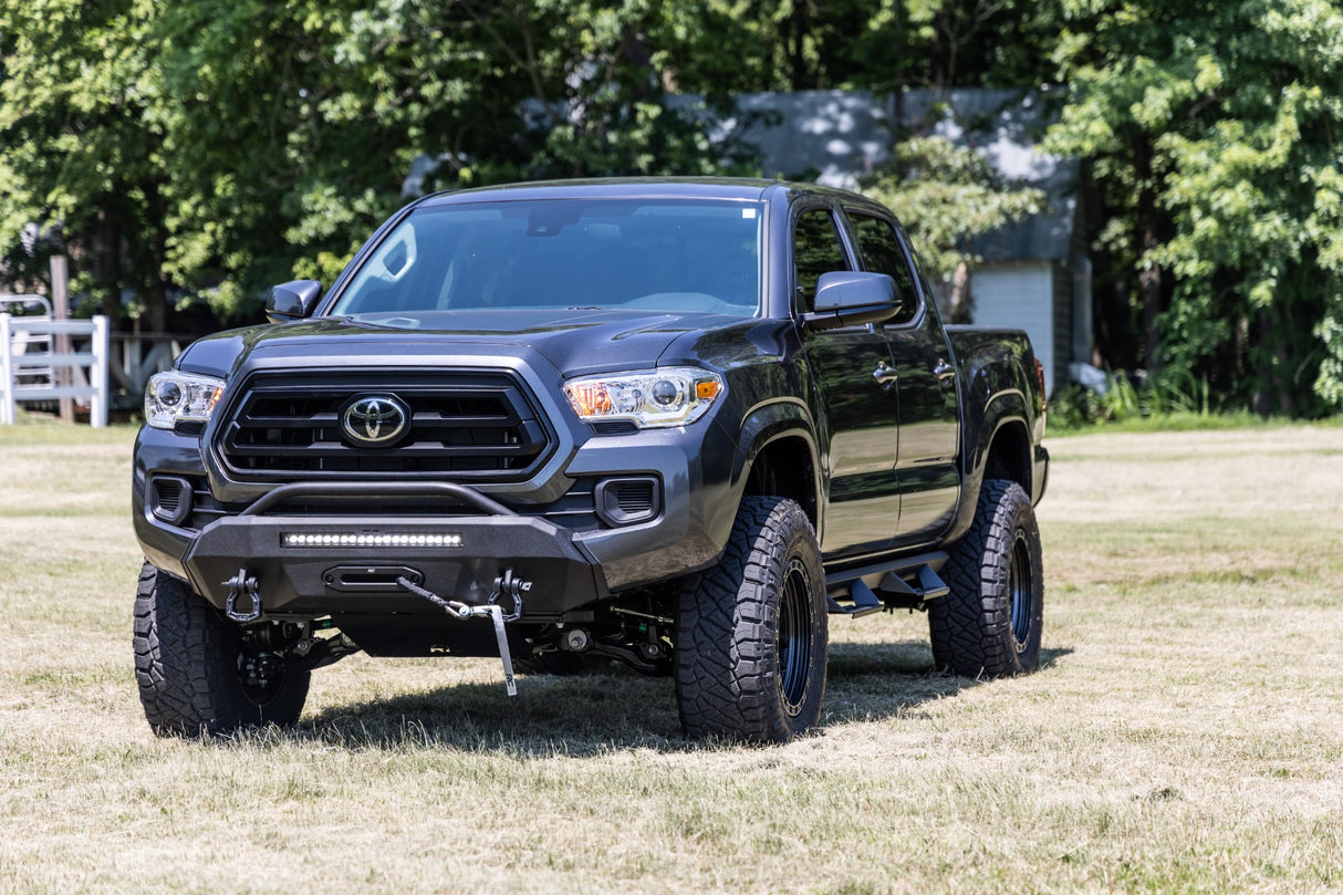 Front Bumper Hybrid with 9500-Lb Pro Series Winch and 20 Inch LED Light Bar 16-22 Toyota Tacoma 4WD Rough Country