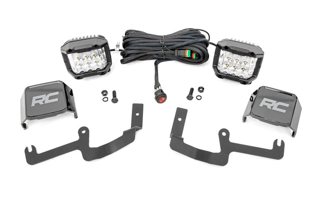 Chevy 3-inch LED Lower Windshield Ditch Kit Wide Angle Osram For 19-20 Silverado Rough Country