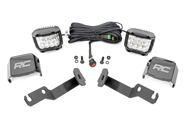 LED Light Kit Ditch Mount  3 Inch OSRAM Wide Toyota Tacoma (05-15) Rough Country