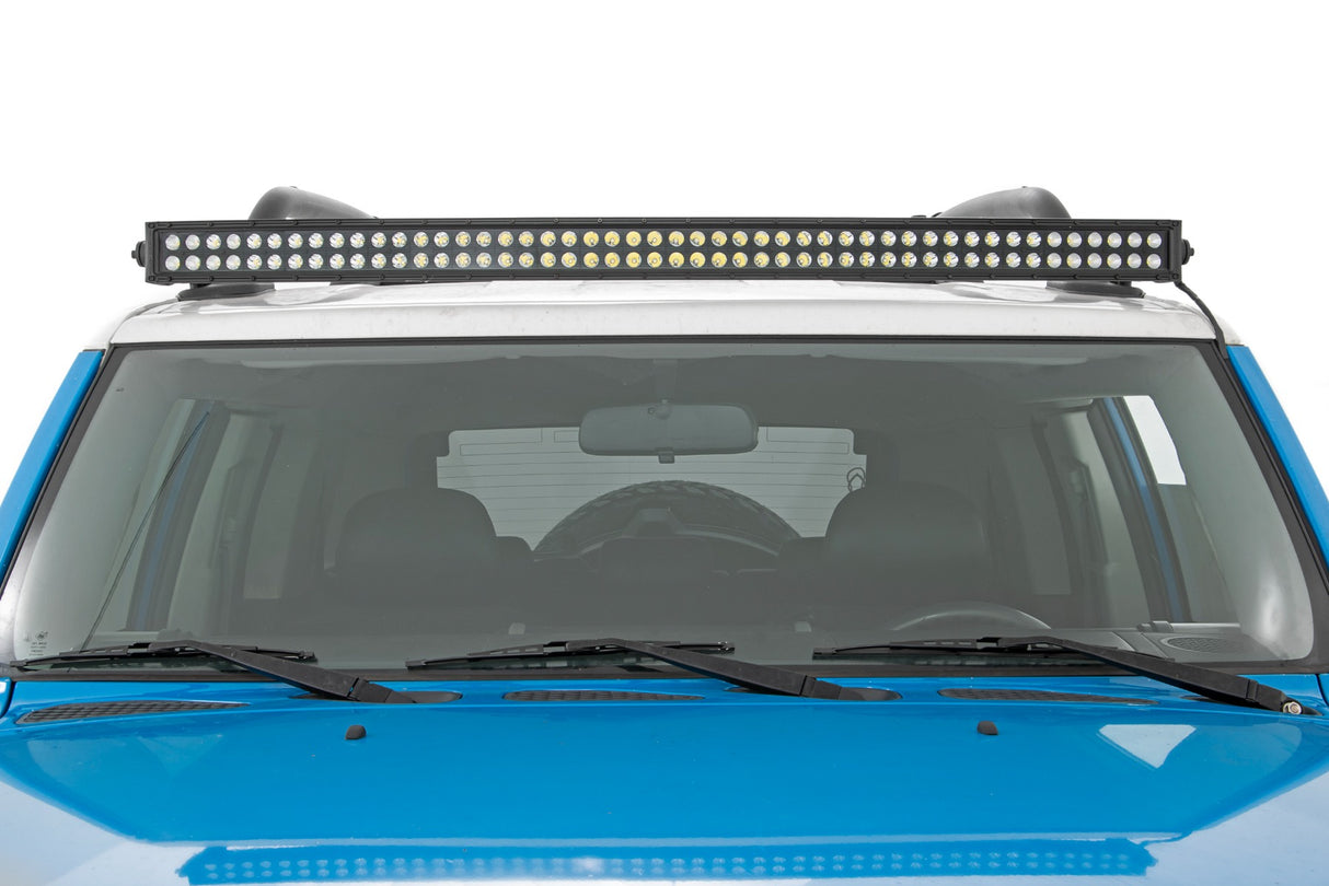 LED Light Windshield Kit 50 Inch Curved Single Row Black Series 07-14 FJ Cruiser Rough Country