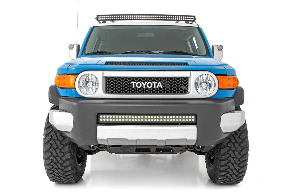 LED Light Windshield Kit 50 Inch Curved Single Row Black Series 07-14 FJ Cruiser Rough Country