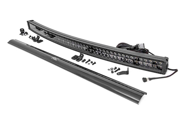 Curved Cree LED Light Bar 50 Inch Dual Row Black Series w/Cool White DRL Rough Country