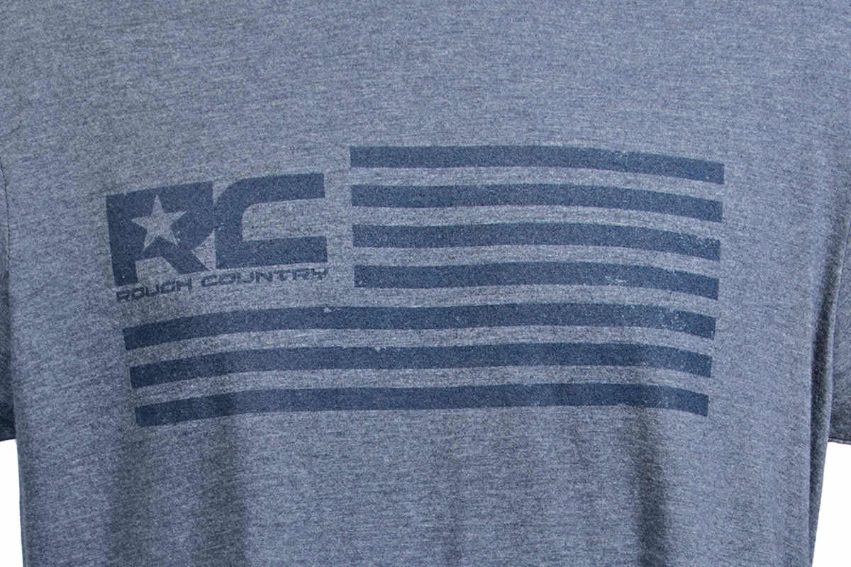 RC American Flag T-Shirt-Men Large Blue Frost Rough Country