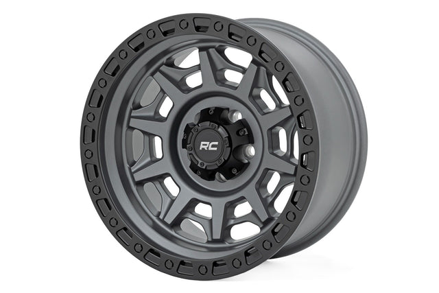 Rough Country 85 Series Wheel Simulated Beadlock Gunmetal Gray/Black 17x9 6x5.5 -12mm Rough Country