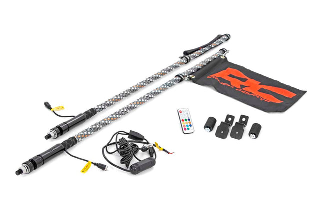 Polaris LED Whip Light Bed Mount Kit w/ LED Whip Lights 17-20 General/14-20 Ranger Rough Country