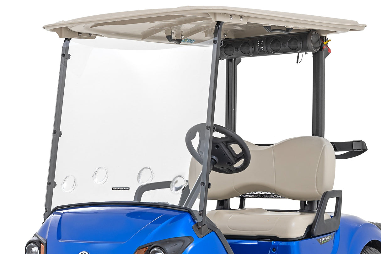 Vented Full Windshield Scratch Resistant Yamaha Drive2 Golf Cart (2022) Rough Country