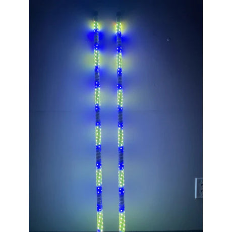 3' LED Whip Twisted Silver Pair
