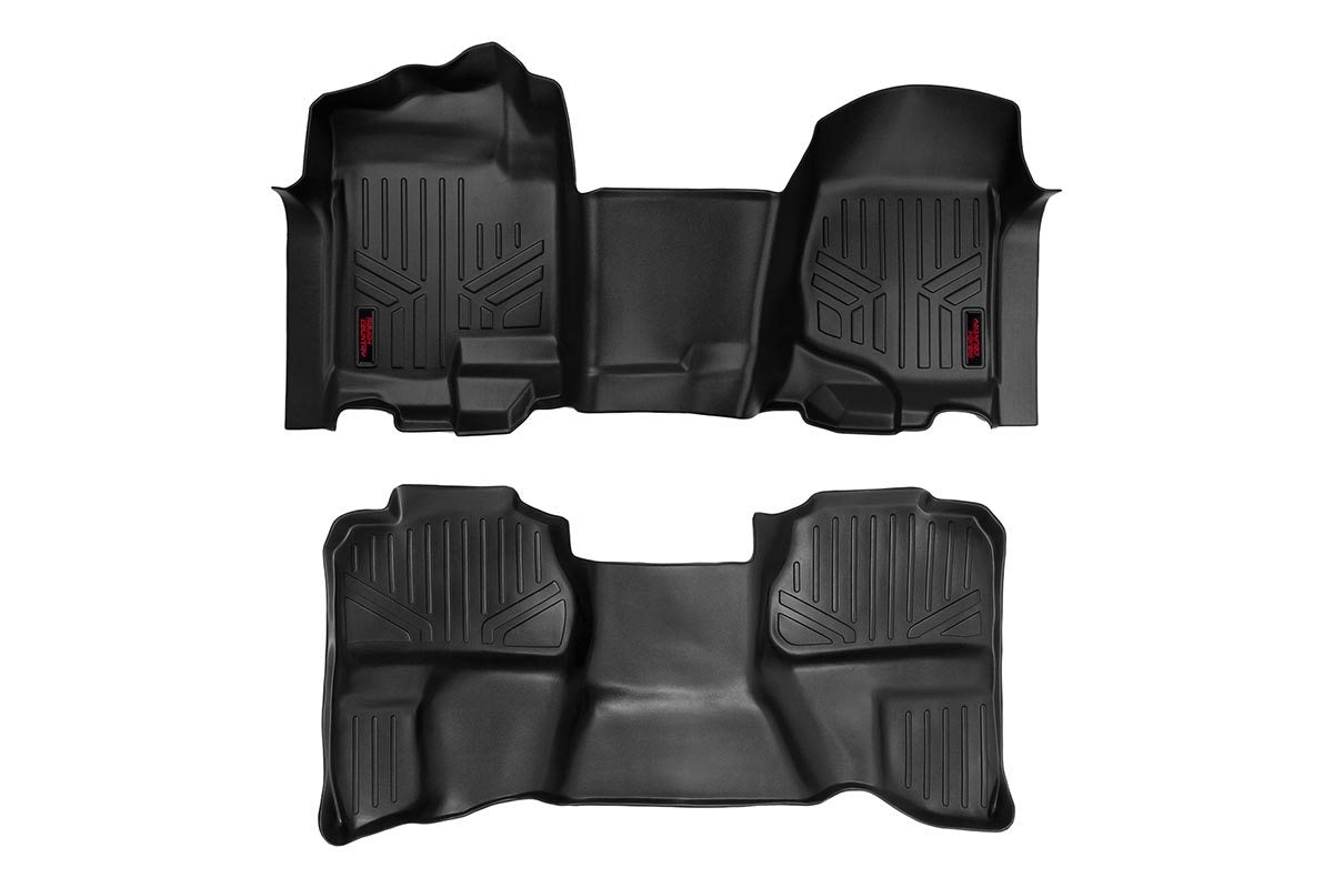 Heavy Duty Floor Mats Front/Rear-07-13 Silverado/Sierra 07-14 HD Ext. Cab Bench Seat Rough Country