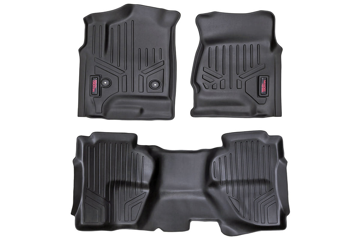 Heavy Duty Floor Mats Front/Rear-14-19 Silverado/Sierra 1500/2500 HD/3500 HD Double Cab Rough Country