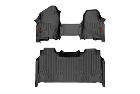 Heavy Duty Floor Mats Front/Rear-19-20 RAM 1500 Crew Cab Half Console w/Rear Under Seat Storage Rough Country