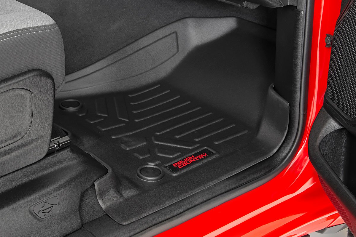 Heavy Duty Floor Mats Front/Rear-19-20 RAM 1500 Crew Cab Full Console w/Rear Under Seat Storage Rough Country